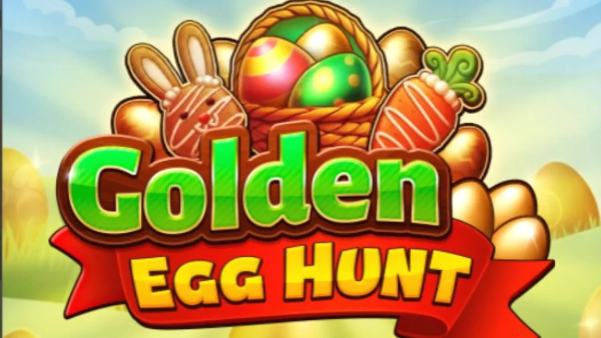 Tampilan visual slot Golden Egg Hunt dengan latar belakang padang rumput musim semi yang cerah dan simbol-simbol bertema telur emas.